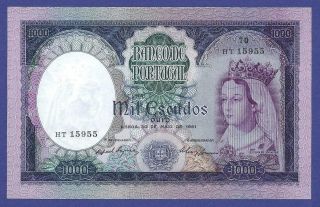 Gem Uncirculated 1000 Escudos 1961 Banknote From Portugal Huge Value