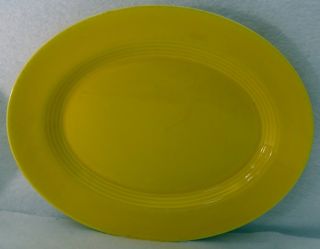 Homer Laughlin China Harlequin Pattern Yellow Oval Serving Platter - 11 - 1/4 "