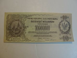 Vintage Poland Large Size 10,  000,  000 Bank Note Unc Dated 1923