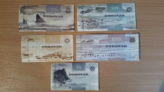 Faroe faeroe Islands full complete set 50 100 200 500 1000 kroner 2011 2