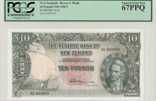 1967 Zealand 10 Pounds Consecutive 1 Of 2 ( (pcgs 67 Ppq))