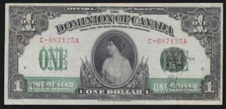 Canada 1917 $1 Dominion Of Canada Currency Dc - 23c Seal Over One Vf - Xf (125)