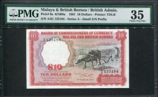 Malaya & British Borneo 1961,  10 Dollars,  P9a,  Pmg 35 Vf