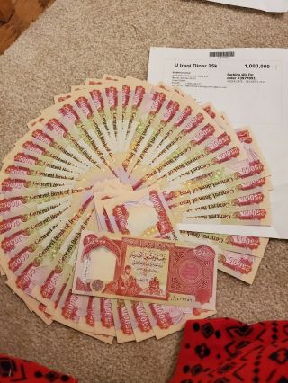 1,  000,  000 Iraqi Dinar - One Million - (40) 25,  000 Notes Uncirculated Authentic