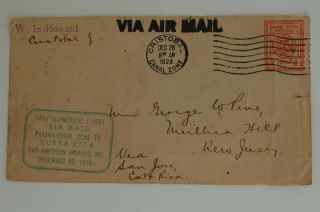 Canal Zone First Flight Cover 1928 To Costa Rica