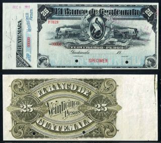 1345: S146s - Banco De Guatemala 25 Pesos Specimen - Choice Unc