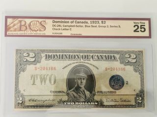 Dominion Of Canada 1923 $2 Bank Note Series S Letter C Very Fine 25 Bcs S - 204166
