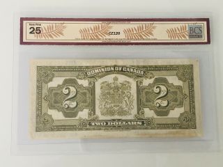 Dominion of Canada 1923 $2 Bank Note Series S Letter C Very Fine 25 BCS S - 204166 2