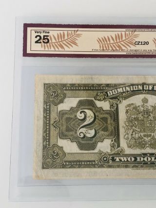 Dominion of Canada 1923 $2 Bank Note Series S Letter C Very Fine 25 BCS S - 204166 3