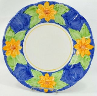 Vietri Solimene Charger Large Dinner Plate 12 " Blue Orange Flower Italy Exc 8
