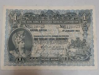 1923 $1 Dollar Hong Kong Shanghai Banking Corporation