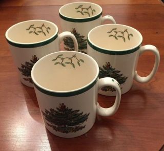 Set Of 4 Spode Christmas Tree Coffee Mugs Made In England S3324