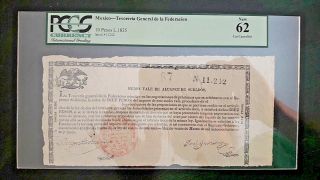 MEXICO script interest bearing 12 Tesoreria Federacion 10P 1835 Medio Vale bond 3