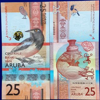 ARUBA 10 - 25 - 50 - 100 - 200 FLORINS 2019 FULL SET UNC 2