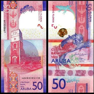 ARUBA 10 - 25 - 50 - 100 - 200 FLORINS 2019 FULL SET UNC 3