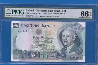 Ireland - Northern,  First Trust Bank 50 Pounds (1998) Pmg 66