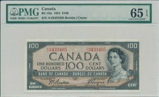 Bank Of Canada = Banque Du Canada Canada $100 1954 Rare Pmg 65epq
