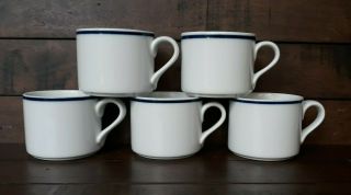 Set Of (5) Dansk Bistro Christianshavn Blue Flat Cup Coffee/tea Mugs - Portugal