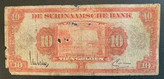 Suriname 10 Gulden 1942 Banknote Rare