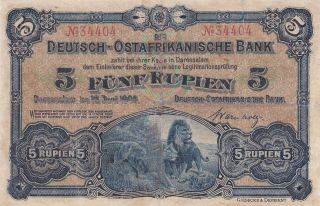 5 Rupien Fine Banknote From German East Africa 1905 Pick - 1 Rare