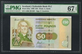 Scotland,  Clydesdale Bank Plc,  P225a,  1996,  50 Pounds,  Pmg 67epq