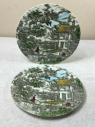 Two " The Hunter " By Myott English Plates,  Dishes 10 ",  1982,  Commeratives