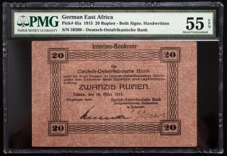 German East Africa 1915 20 Rupien Deutsch - Ostafrikanische Bank Pmg 55 Epq P - 45a