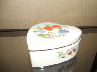 Aynsley Famille Rose Bone China Heart Trinket Box 4 " England