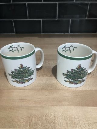 Set Of 2 Spode Christmas Tree Mugs S3324 - R Coffee Tea S3324 - P Cups England