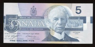 1986 Bank Of Canada $5 Out Of Register Printing Error Banknote