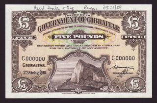 Gibraltar - 5 Pounds,  1958 - P Not Listed - Unc - Aunc - Very Scarce