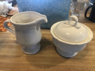 Mikasa White French Countryside Footed Creamer And Sugar Bowl W/lid F9000