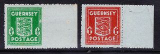 Gb Guernsey 1942 Sg4/5 1/2d,  1d On Bluish Paper Unmounted Marginals