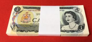 Canada 1973 $1 Bundle 100 Consecutive Notes / In Sequence - Ab Prefix