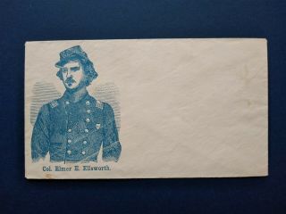 Civil War: Patriotic Cover,  Col.  Elmer Ellsworth In Uniform In Blue