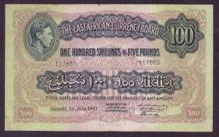 1941 East Africa 100 Shillings Fine,  P.  31a