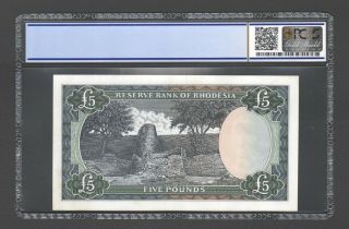 1966 RHODESIA £5 FIVE POUNDS J3 115187 PCGS graded 45 CHOICE EF p29a LOVELY NOTE 2