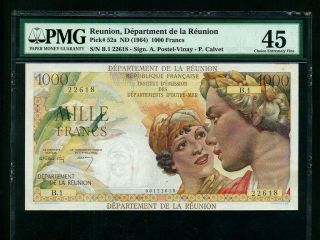 Reunion:p - 52a,  1000 Francs,  1964 French Rule Pmg Ef 45