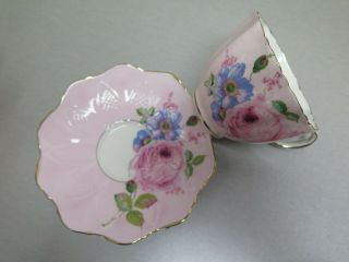 Paragon Porcelain Cup & Saucer Pink Roses By Appt.  H.  M.  The Queen China