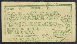Indonesia 10000000 Rupiah 1948 Membang Moeda / S319 - S320 / Uno 724 / Kuki H - 611