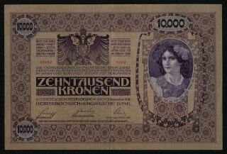 Austria (p025) 10,  000 Kronen 1918 Xf,  Scarce