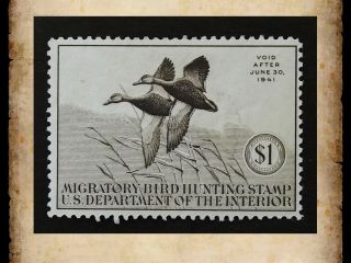 Us Federal Duck Stamp Scott Rw7 $1 1940 Migratory Bird Hunting Mh Og