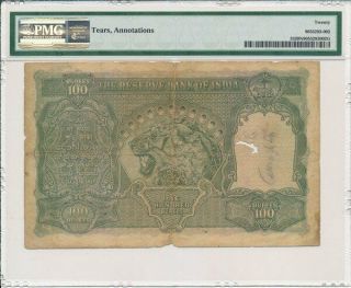Reserve Bank of India Burma 100 Rupees ND (1947) Ovpt.  on Calcutta PMG 20NET 2