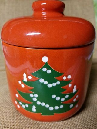 Waechtersbach Christmas Tree Red Germany Small Cookie Jar With Lid,