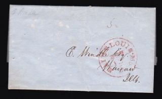 Stampless Cover Saint Louis,  Mo 1850 Red Cancel