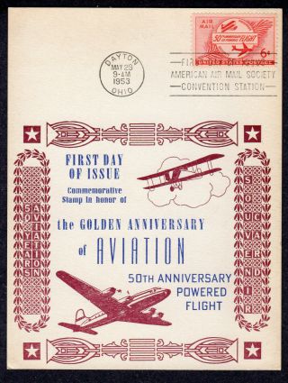 1953 6c Powered Flight 50th (c47) Airmail - Sanders Souvenir Card Fdc Pd961