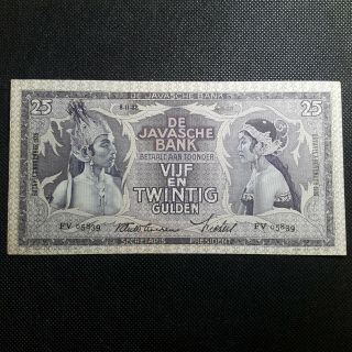 Netherland Indies / De Javasche Bank Pick 80b 1938 25 Gulden Aunc