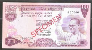 Ceylon / Sri Lanka 1970 100 Rupee Banknote " Specimen " Pick 78 @@ Rare @@