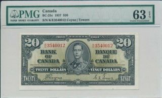 Bank Of Canada Canada $20 1937 Pmg 63epq