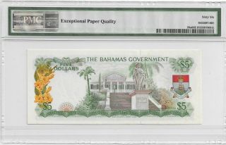 Bahamas 5 Dollars 1965 P - 20a Prefix A PMG Gem UNC 66 EPQ 2